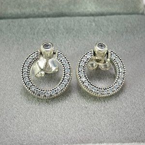 Pandora Pavé & Logo Circle Reversible Stud Earrings